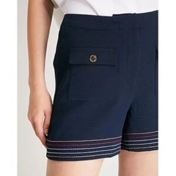 Ted Baker Sapphia Stitch Detail High Rise Navy Pockets Shorts Bottoms Sailor 3 M - Picture 7 of 8